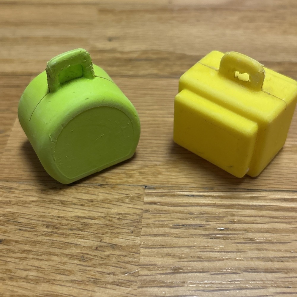 Fisher Price Little People Airport Green Hat Box Luggage Suitcase Purse Yellow